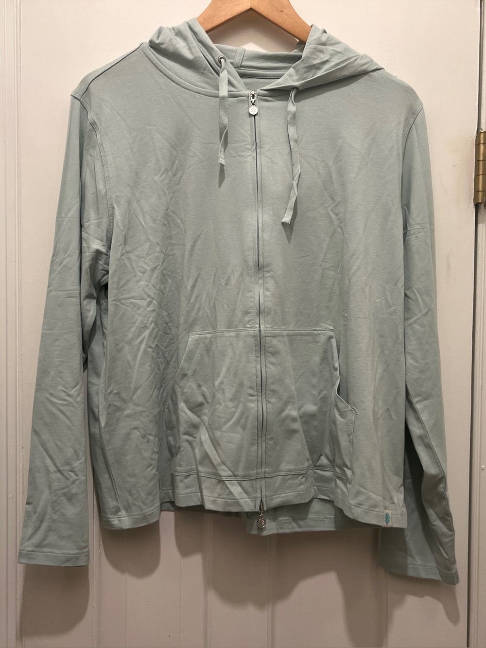 Coolibar Women's Seaside Zip-Up Sun Hoodie in Mint Green Size L